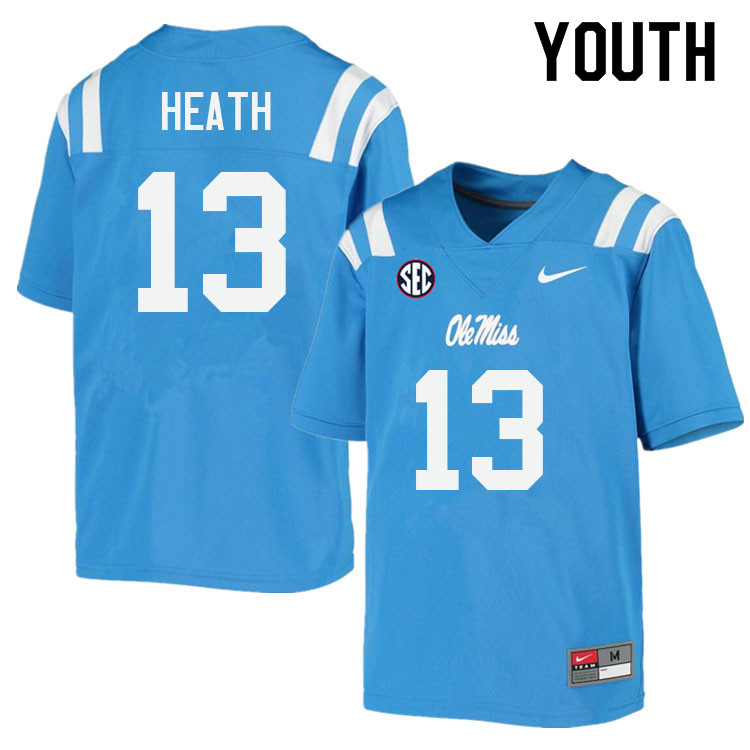 Youth #13 Kyirin Heath Ole Miss Rebels College Football Jerseys Sale-Power Blue